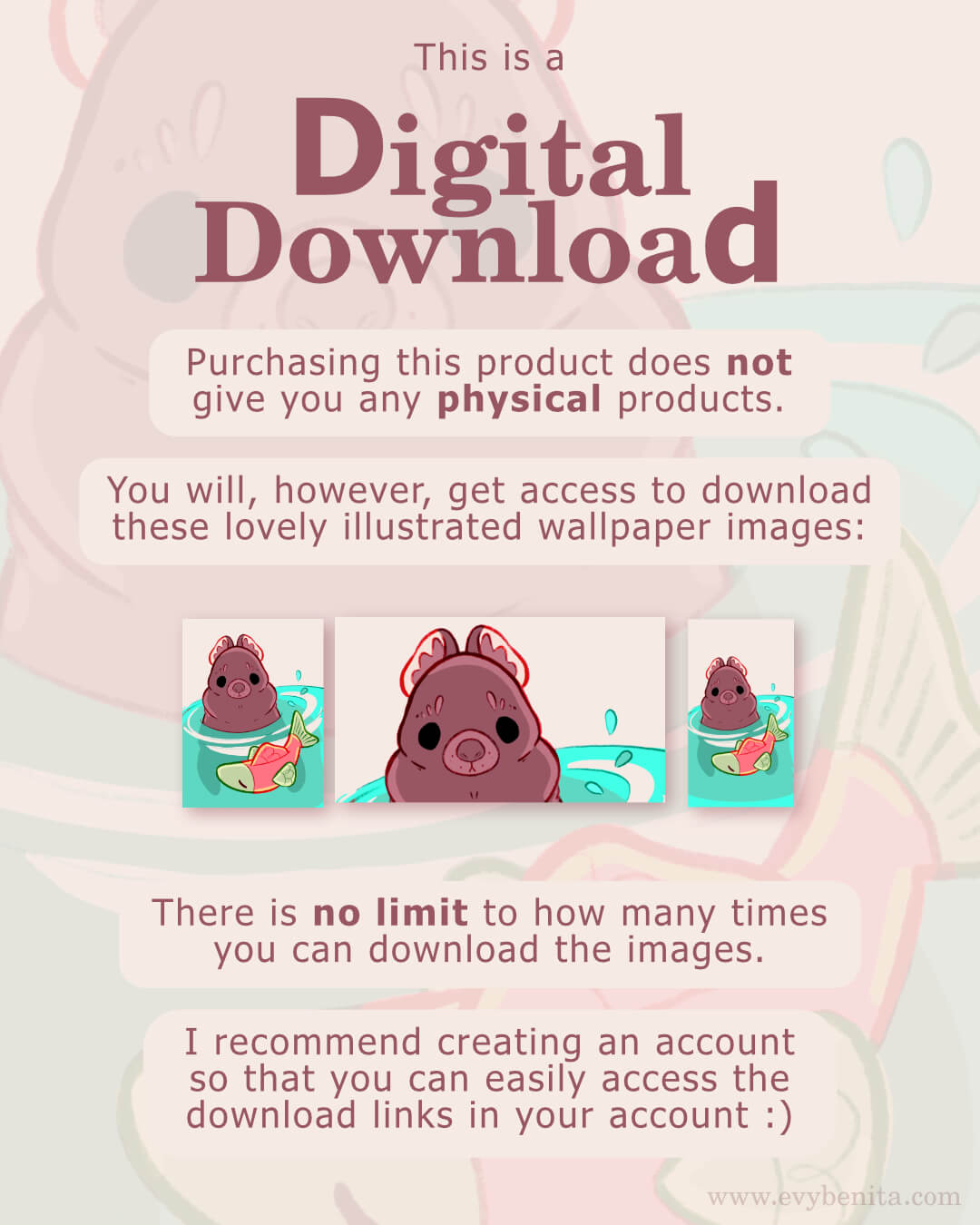 Brown Bear and Salmon Digital Wallpaper Pack Img3 - Evy Benita