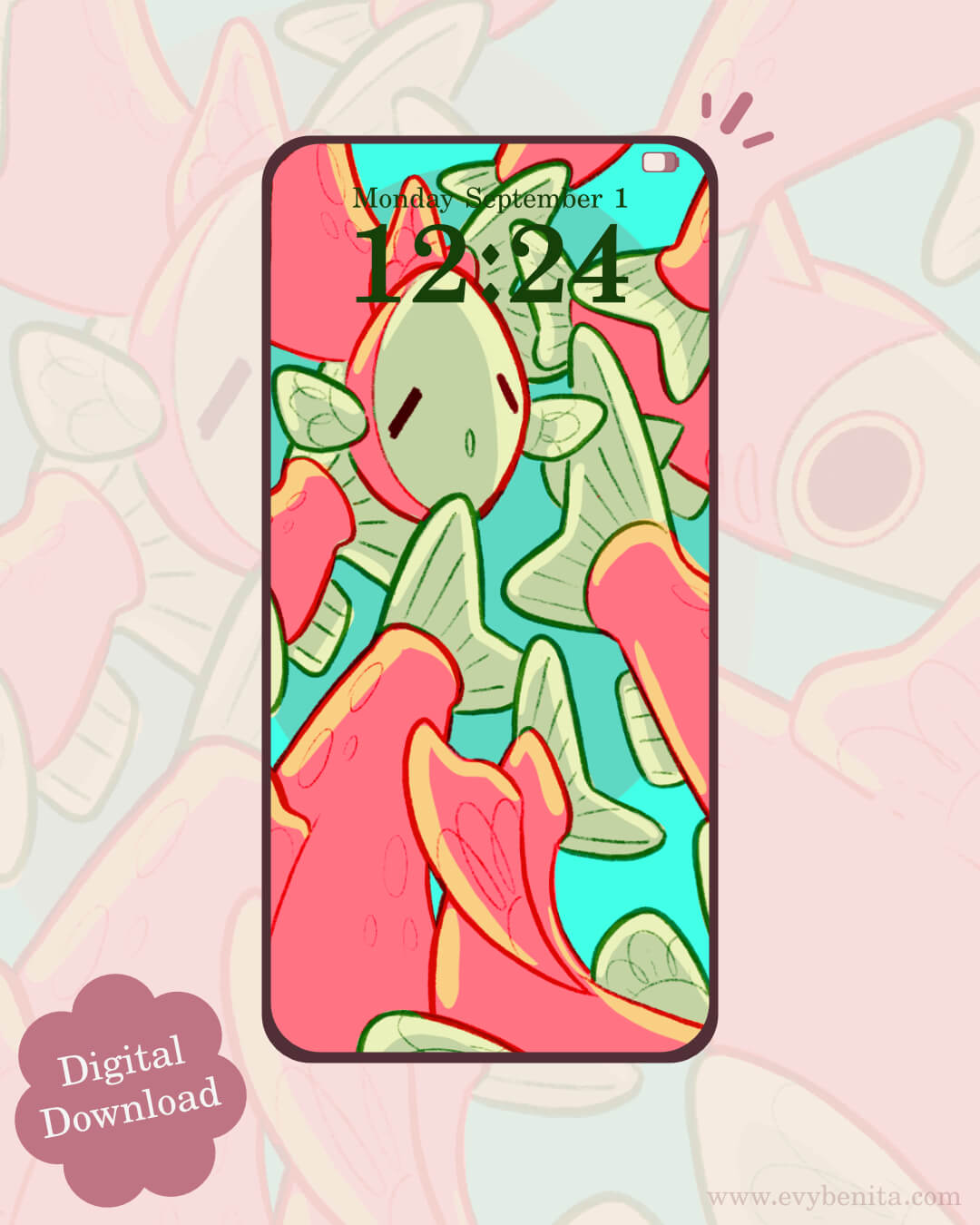 Sleepy Salmon Run Digital Wallpaper Pack Img1 - Evy Benita