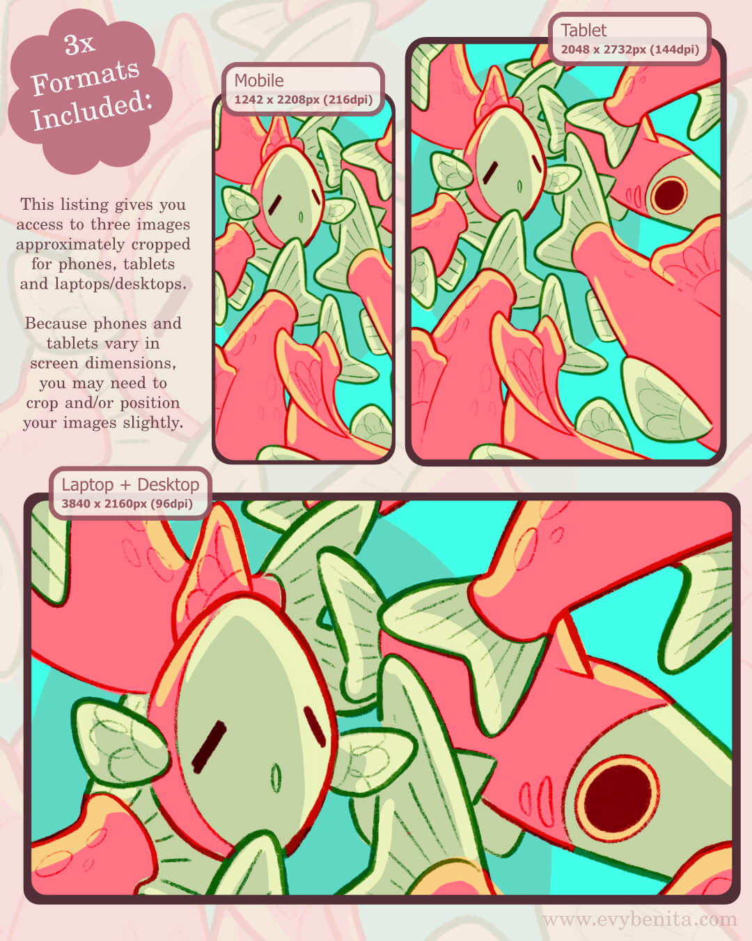 Sleepy Salmon Run Digital Wallpaper Pack Img2 - Evy Benita