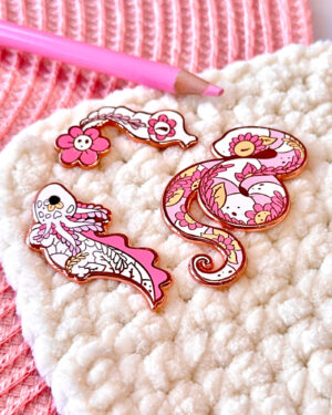 Sea Krait, Axolotl and Pipefish Enamel Pin Badge