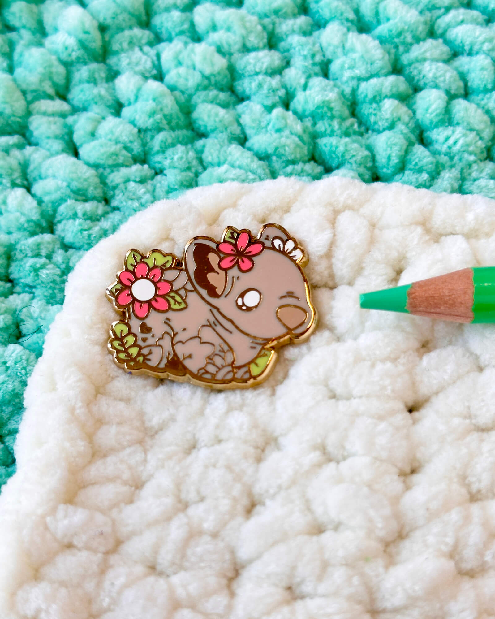Blossom Wombat Enamel Pin - Designed by Evy Benita - Critumi Series - All Rights Reserved (3) - Evy Benita
