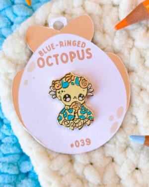 Pastel Blue Ringed Octopus Enamel Pin Badge