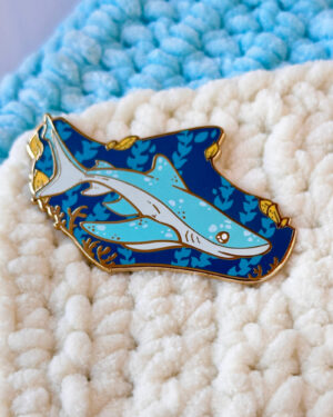 Blue Shark Kelp Forest Enamel Pin Badge