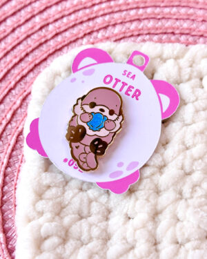 Blue Shell Sea Otter Enamel Pin Badge