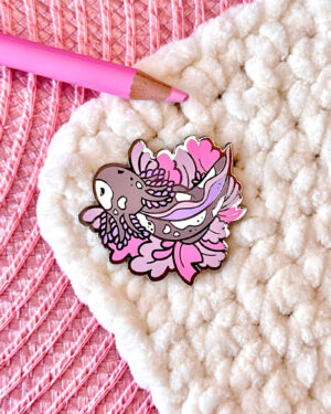 Coral Speckled Axolotl Enamel Pin Badge
