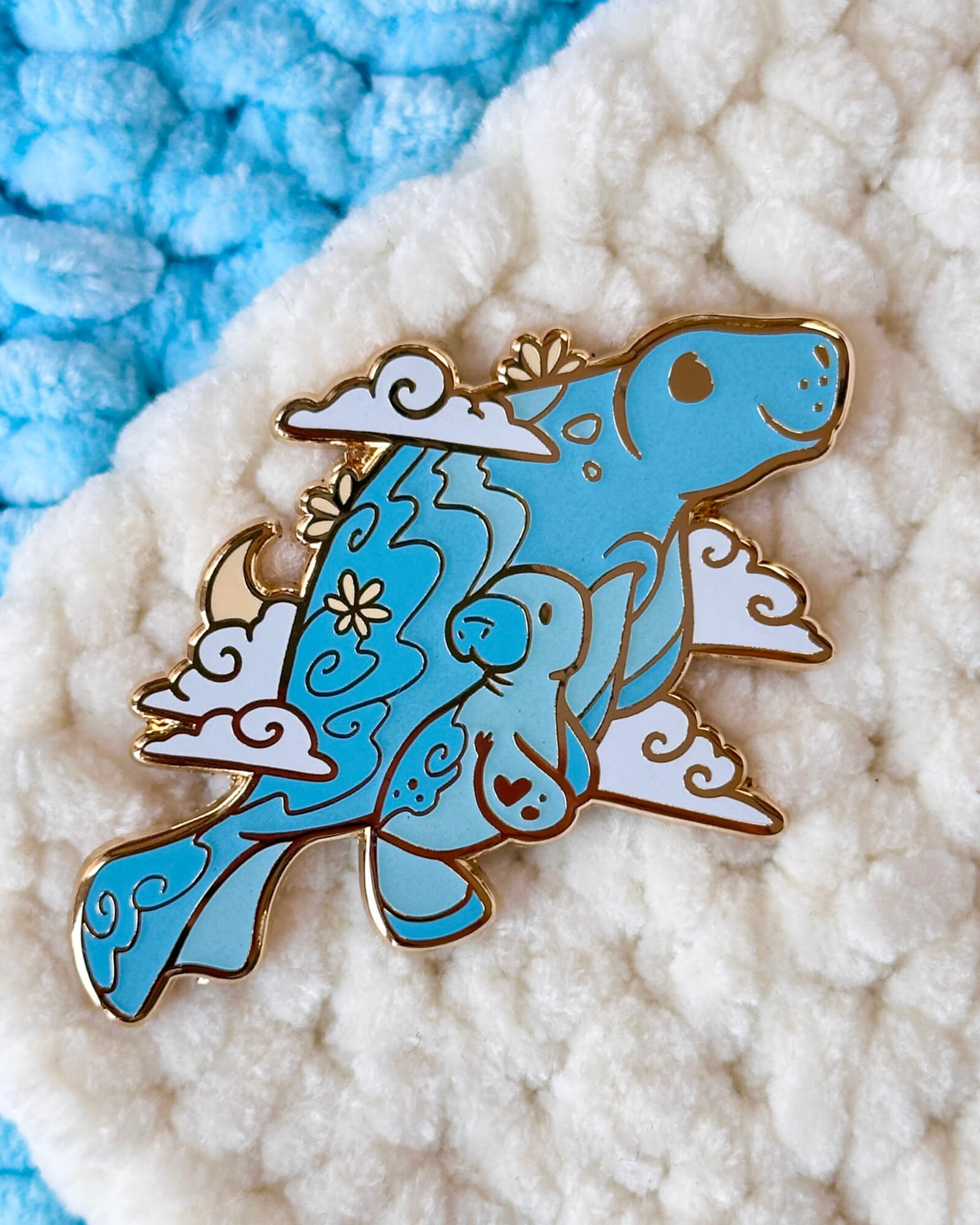 Cosmic Glow-in-the-Dark Manatee Momma and Pup Enamel Pin by Evy Benita - All Rights Reserved (3) - Evy Benita
