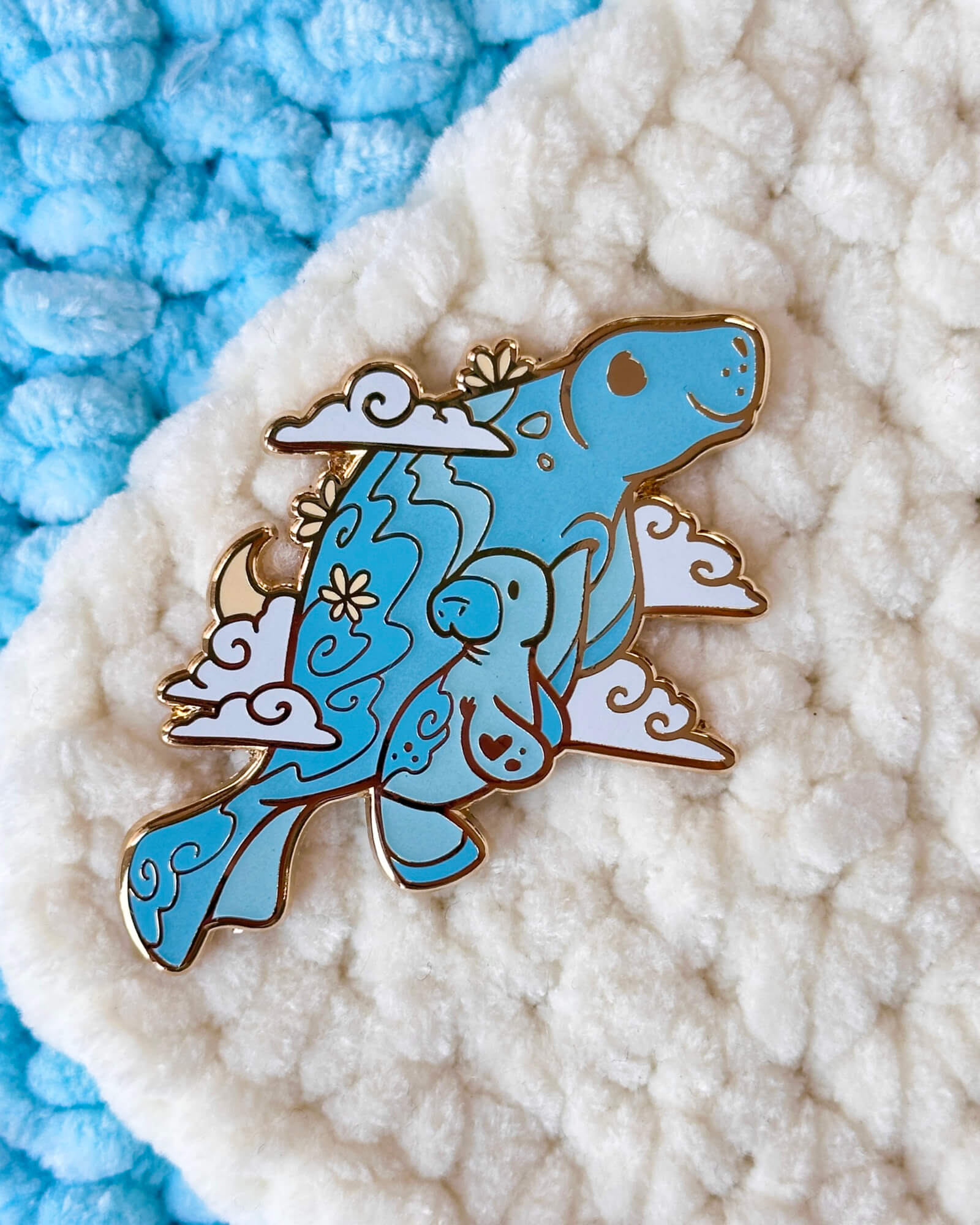 Cosmic Glow-in-the-Dark Manatee Momma and Pup Enamel Pin by Evy Benita - All Rights Reserved (4) - Evy Benita