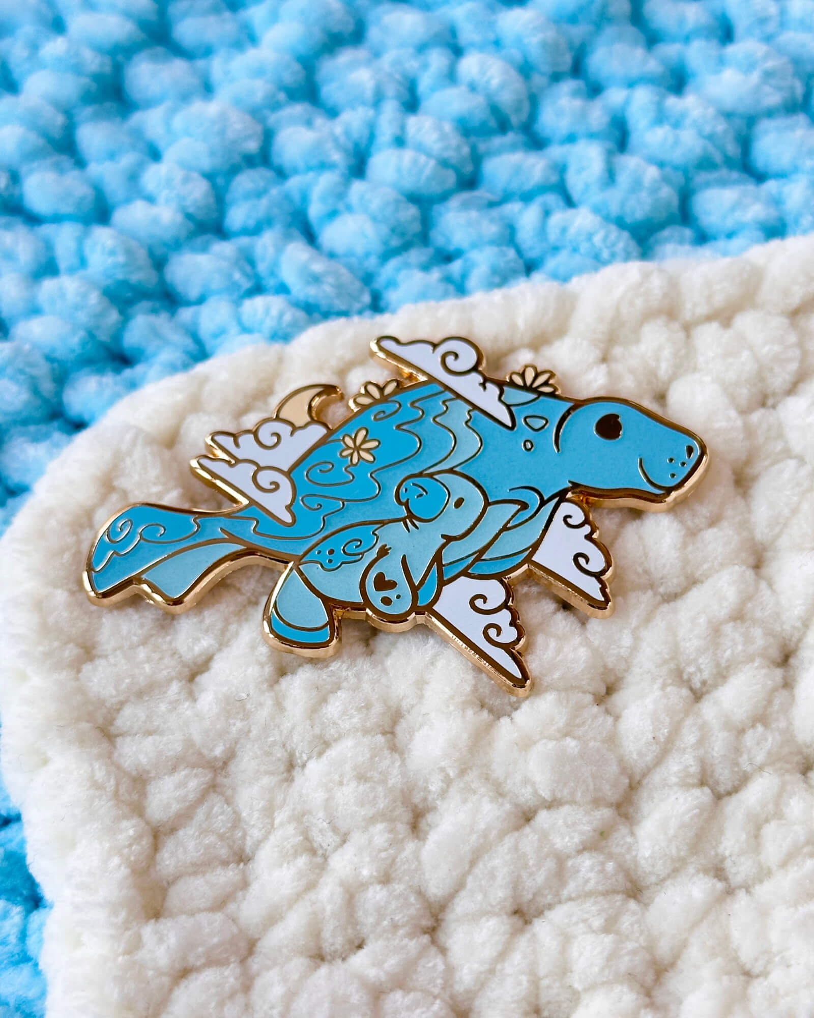 Cosmic Glow-in-the-Dark Manatee Momma and Pup Enamel Pin by Evy Benita - All Rights Reserved (5) - Evy Benita