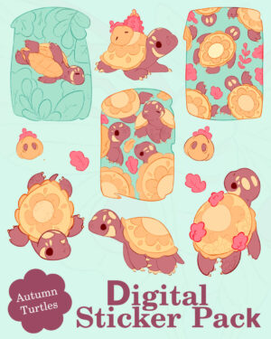 Cozy Autumn Turtles Digital Sticker Pack
