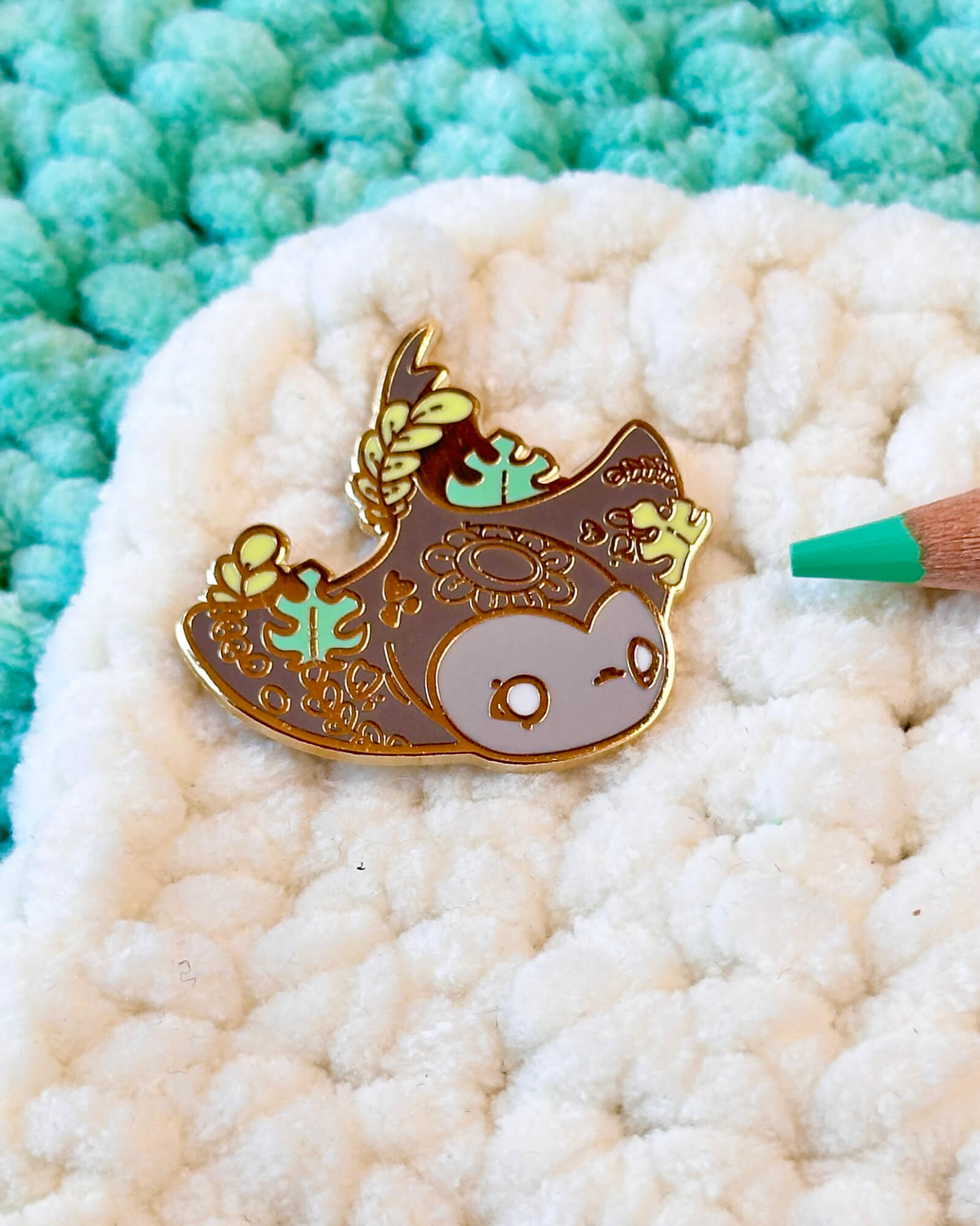 Cozy Bat Ray Enamel Pin - Designed by Evy Benita - Critumi Series - All Rights Reserved (1) - Evy Benita