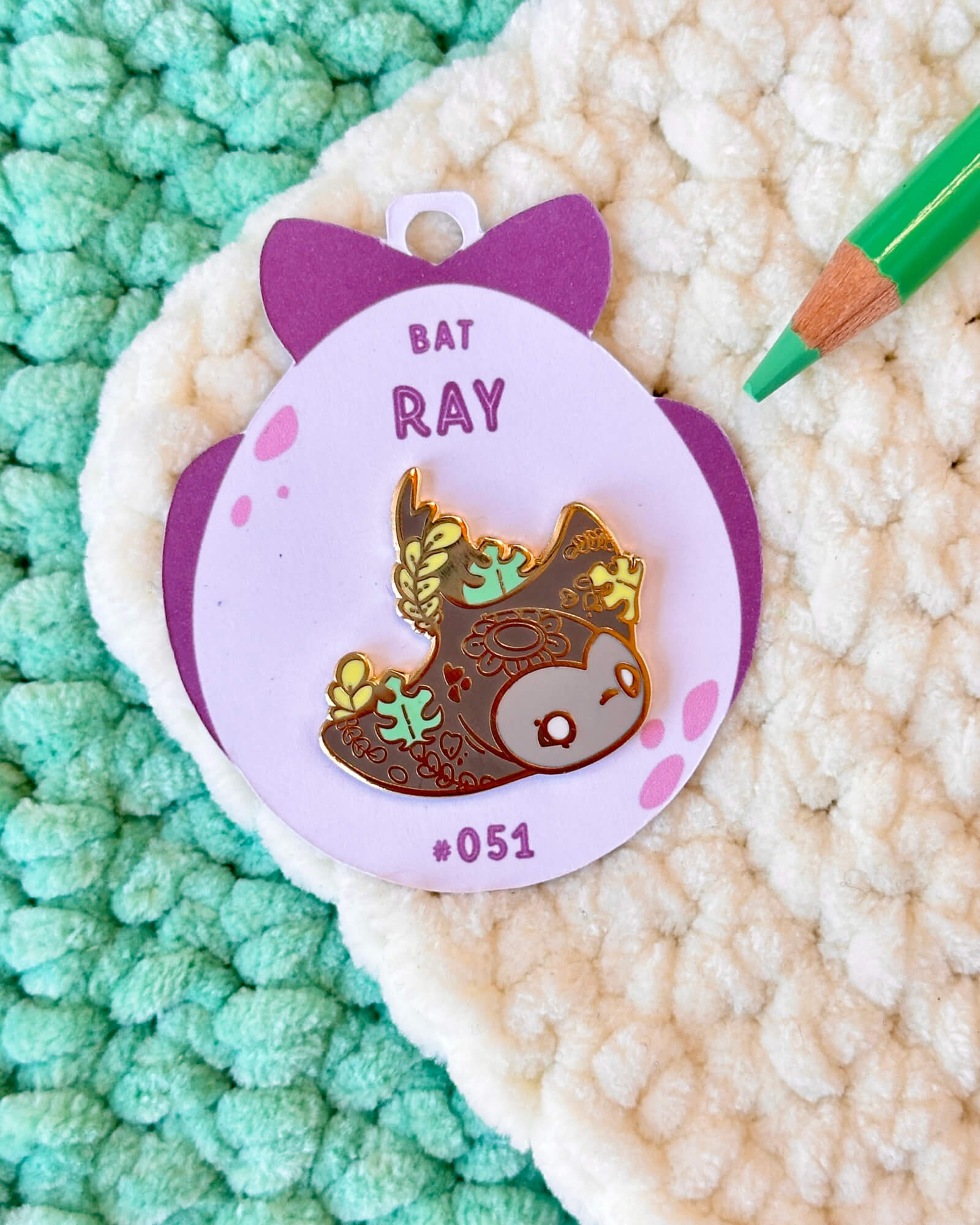 Cozy Bat Ray Enamel Pin - Designed by Evy Benita - Critumi Series - All Rights Reserved (4) - Evy Benita