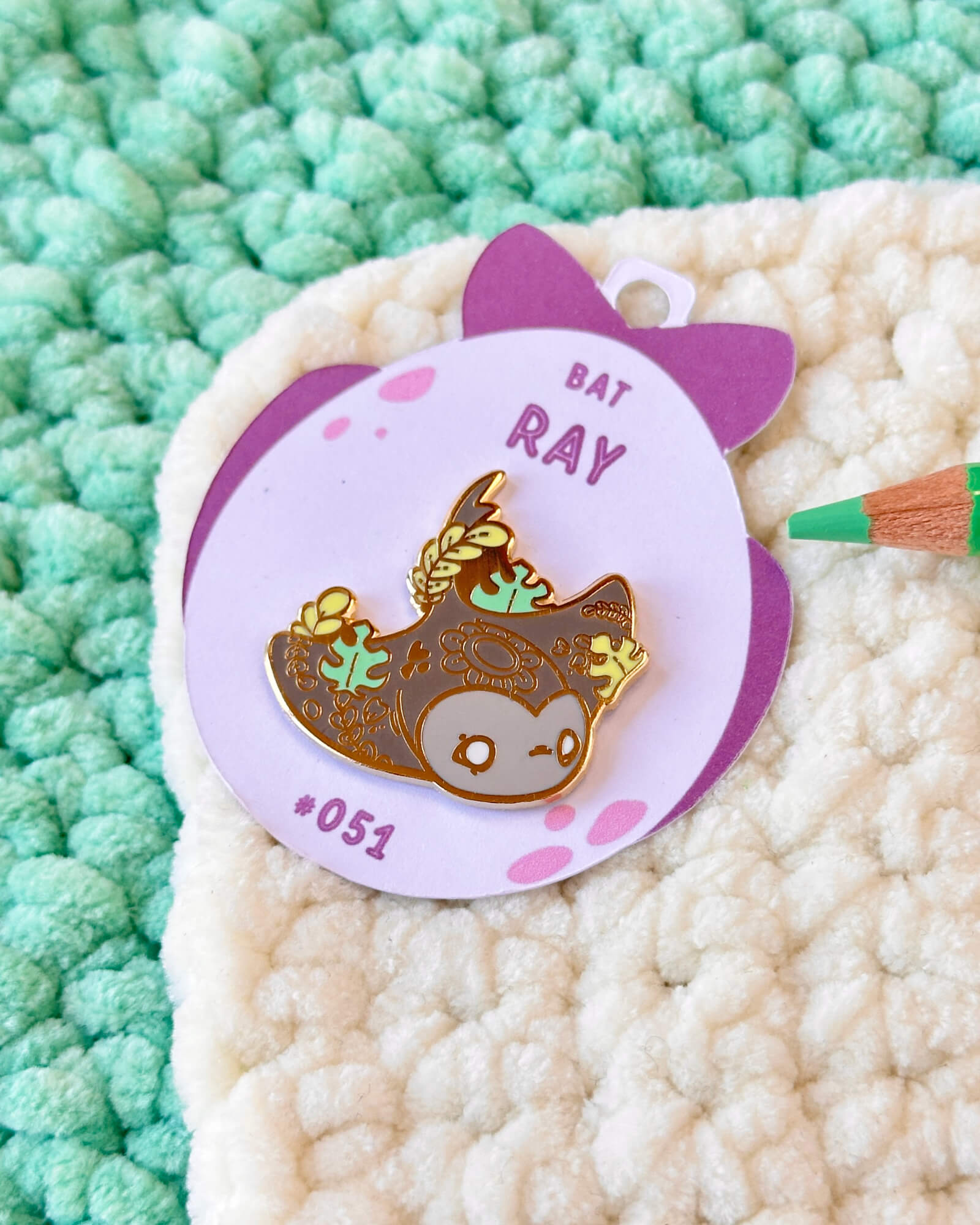 Cozy Bat Ray Enamel Pin - Designed by Evy Benita - Critumi Series - All Rights Reserved (5) - Evy Benita