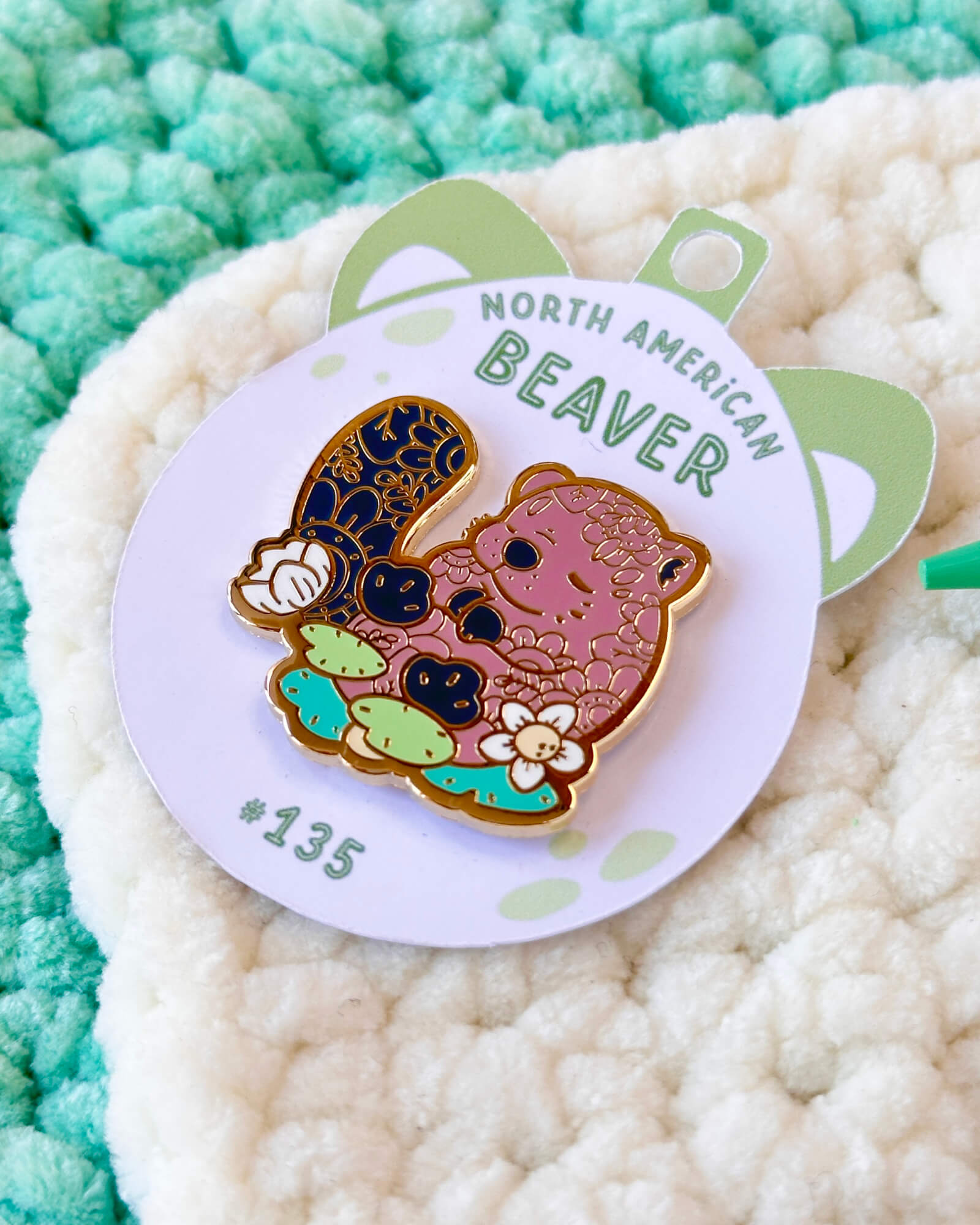 Cozy Eurasian Beaver Enamel Pin - Designed by Evy Benita - Critumi Series - All Rights Reserved (1) - Evy Benita