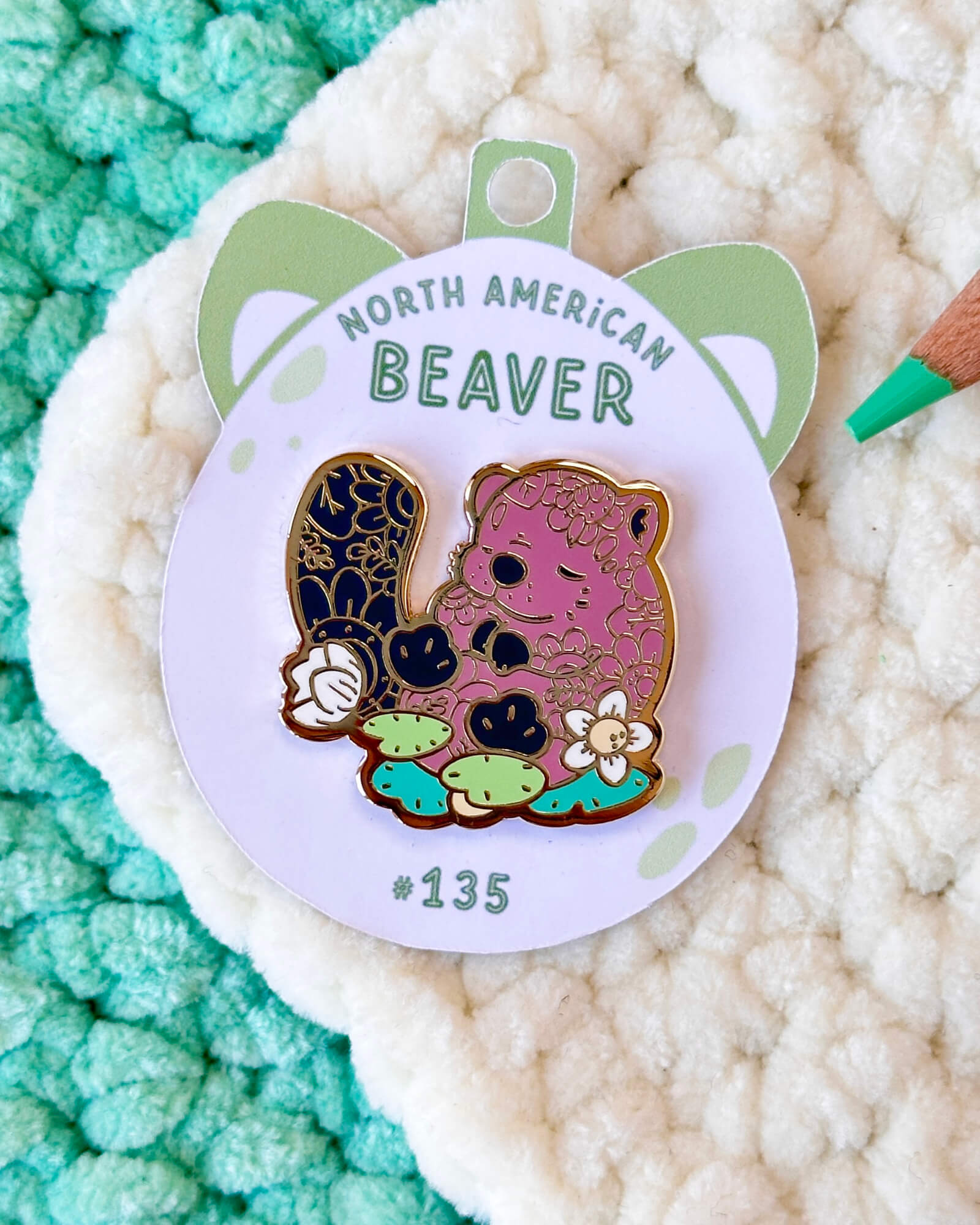 Cozy Eurasian Beaver Enamel Pin - Designed by Evy Benita - Critumi Series - All Rights Reserved (2) - Evy Benita