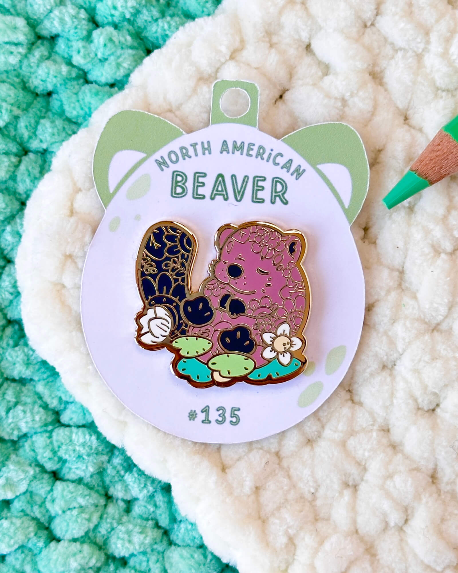 Cozy Eurasian Beaver Enamel Pin - Designed by Evy Benita - Critumi Series - All Rights Reserved (3) - Evy Benita