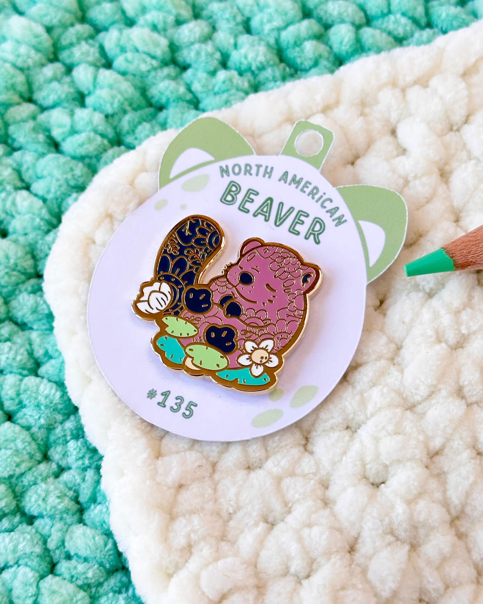 Cozy Eurasian Beaver Enamel Pin - Designed by Evy Benita - Critumi Series - All Rights Reserved (4) - Evy Benita
