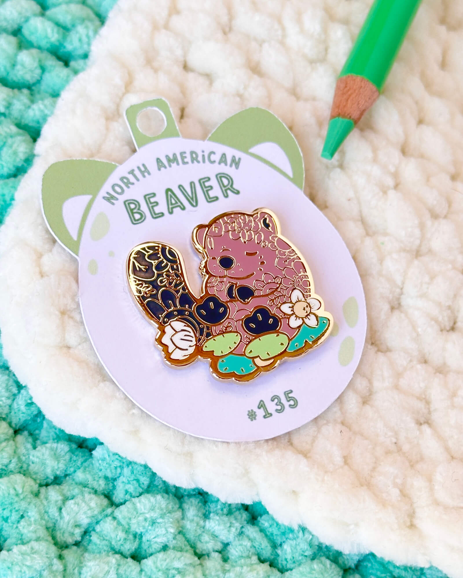 Cozy Eurasian Beaver Enamel Pin - Designed by Evy Benita - Critumi Series - All Rights Reserved (5) - Evy Benita