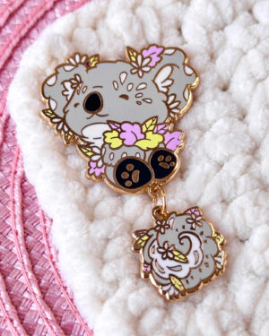 Cozy Koala Dangle-Tail Enamel Pin by Evy Benita - All Rights Reserved (1) - Evy Benita
