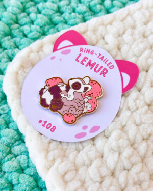 Mushroom Ring-Tailed Lemur Enamel Pin Badge
