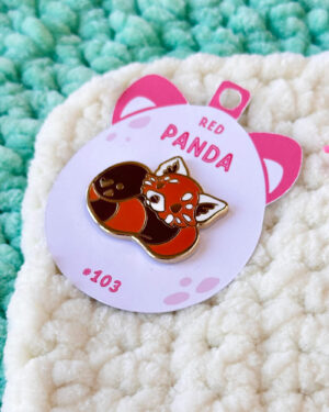 Snuggly Red Panda Enamel Pin Badge