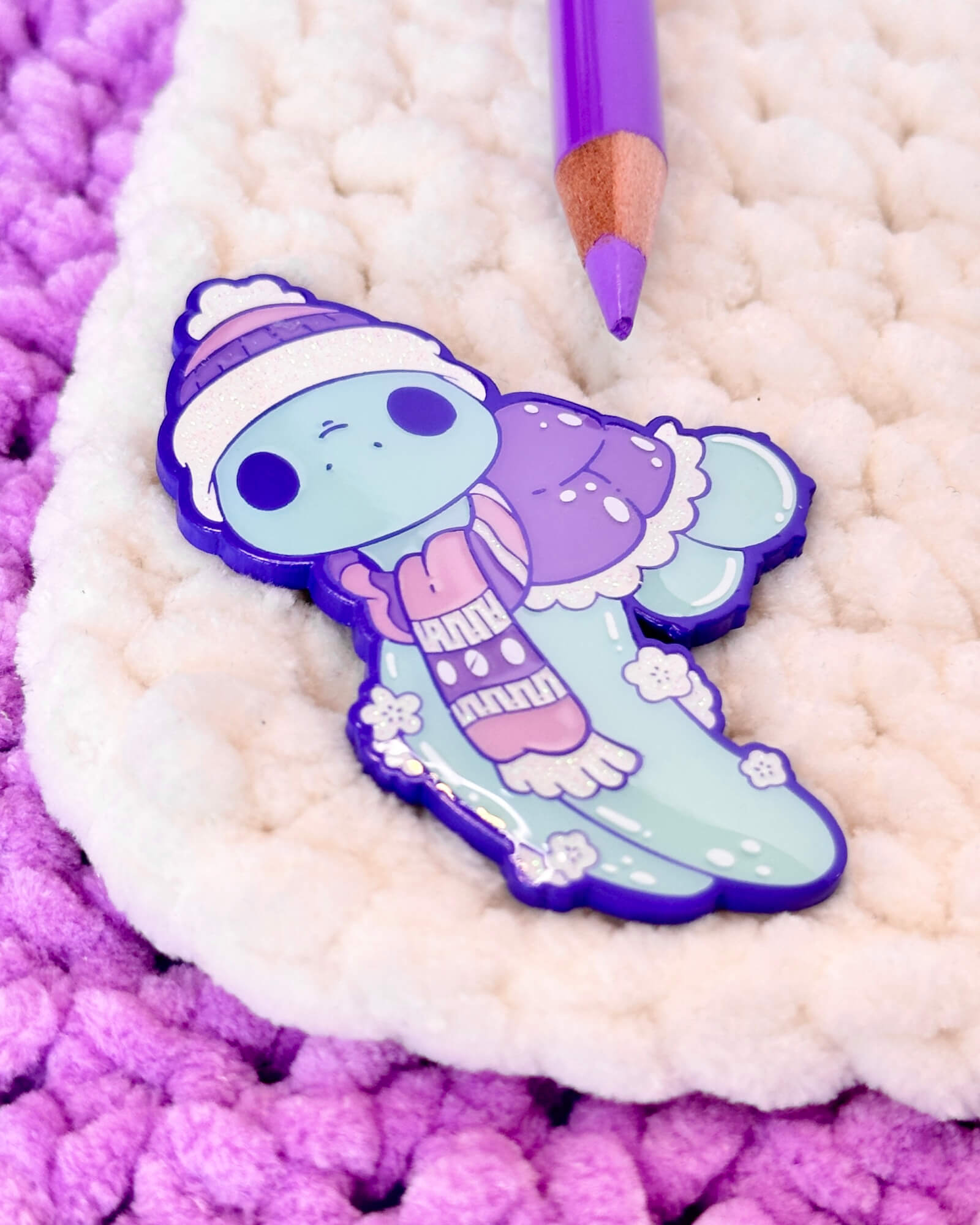Cute Kobii the Sea Turtle Beanie Edition Pin Badge - Designed by Evy Benita - All Rights Reserved (4) - Evy Benita