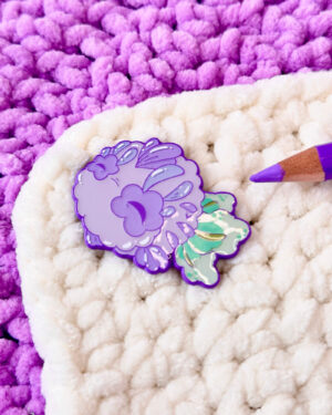 Lilac Flower Fish Enamel Pin Badge