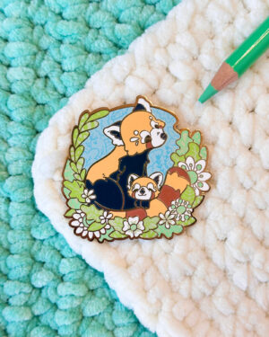 Daylight Red Panda Family Enamel Pin Badge