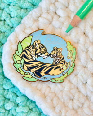 Daylight Tiger Family Enamel Pin Badge