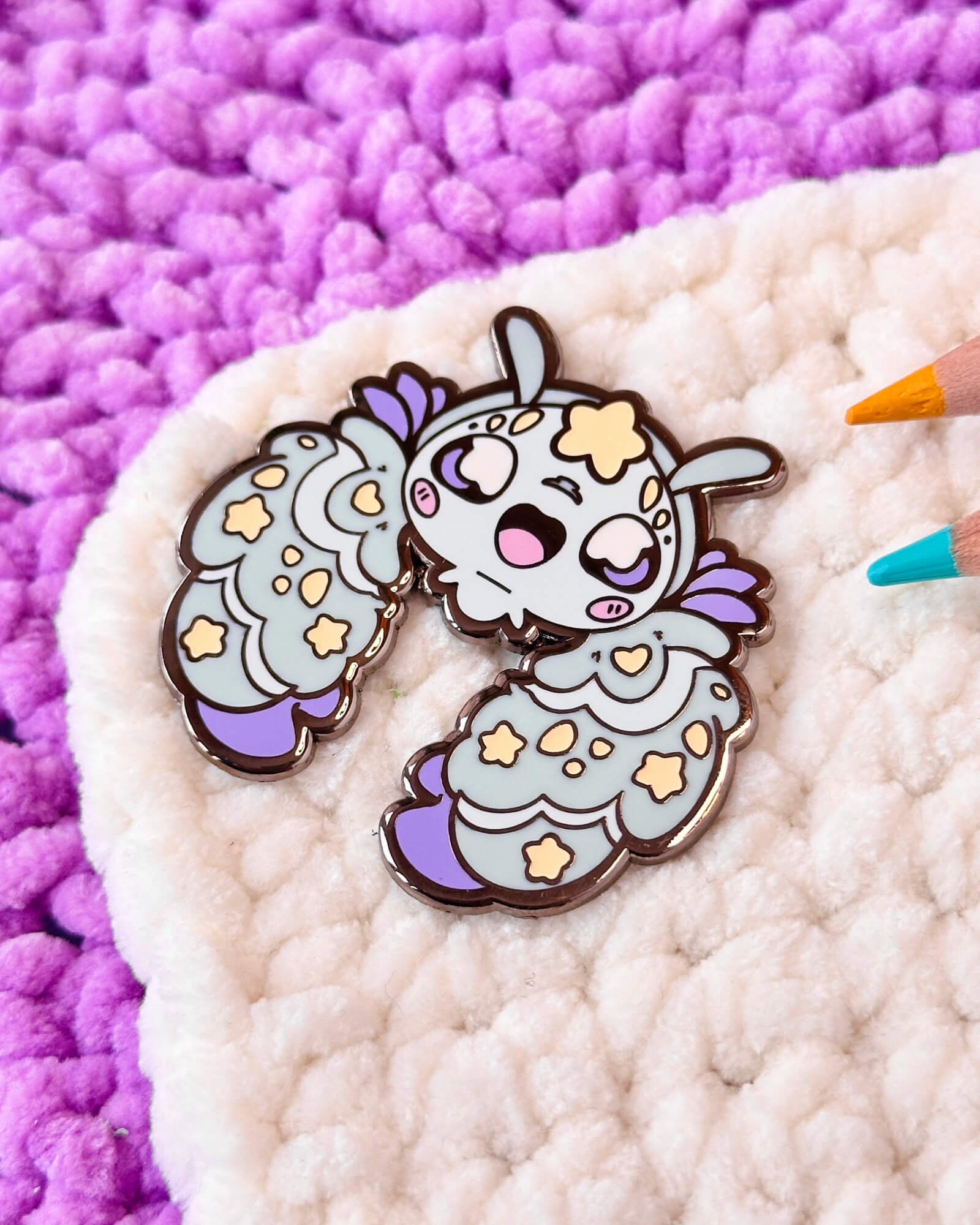 Deep Sea Yeti Crab Pocket Pet Glow-in-the-dark Enamel Pin Badge - Designed by Evy Benita - All Rights Reserved (3) - Evy Benita