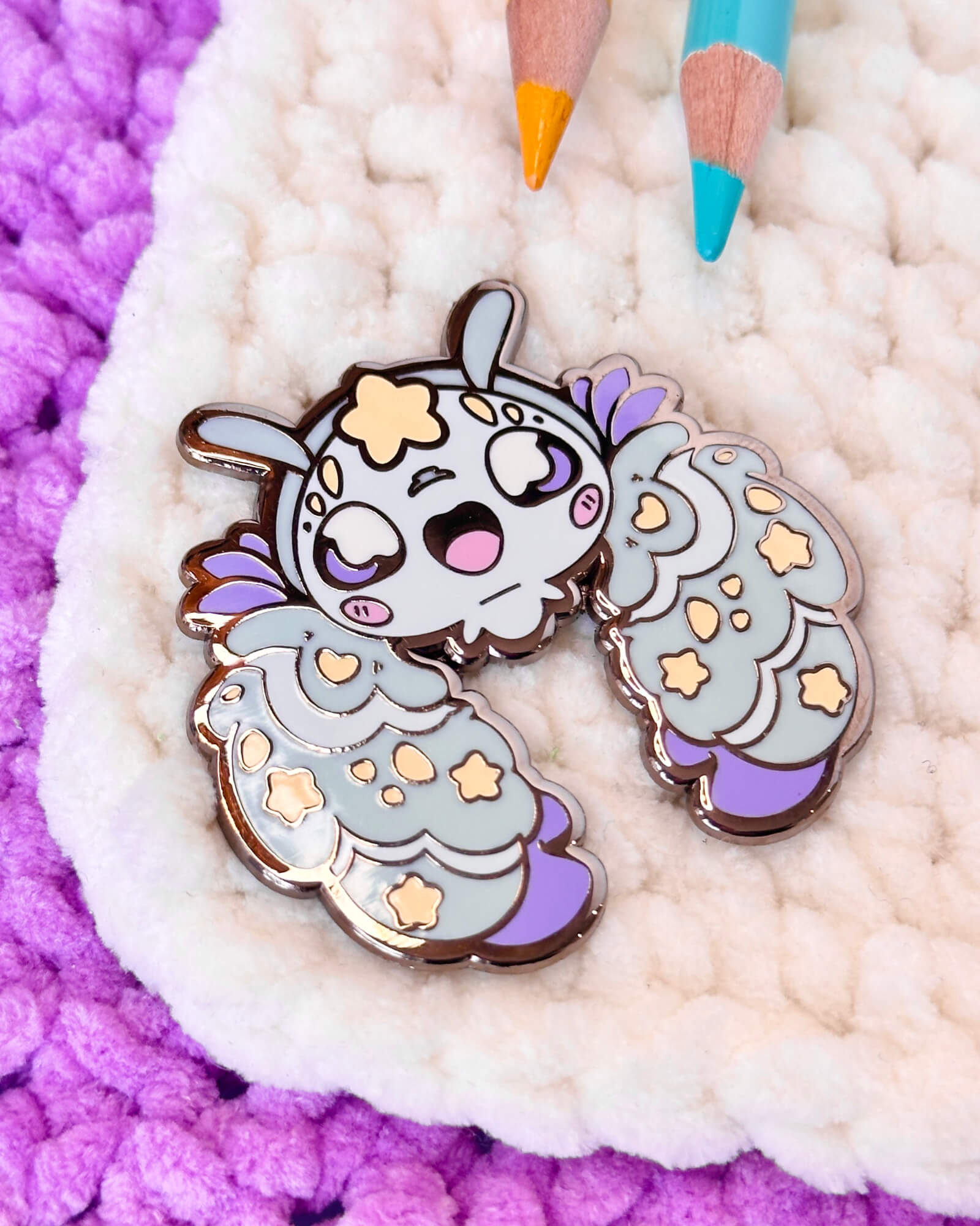 Deep Sea Yeti Crab Pocket Pet Glow-in-the-dark Enamel Pin Badge - Designed by Evy Benita - All Rights Reserved (4) - Evy Benita