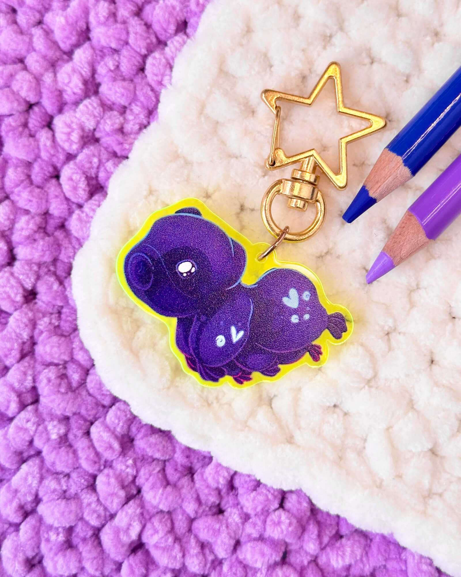 Fluorescent Acrylic Waterbear Keychain - Designed by Evy Benita - All Rights Reserved (2) - Evy Benita