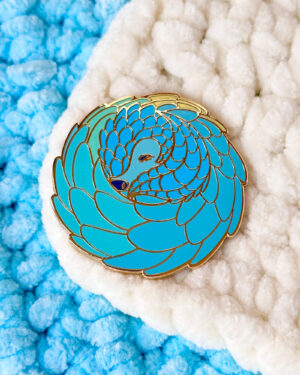 Forget-Me-Not Pangolin Enamel Pin Badge