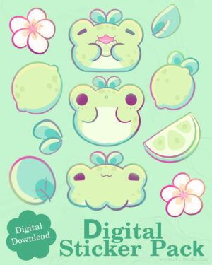 Lime Froot Frogs Digital Sticker Pack