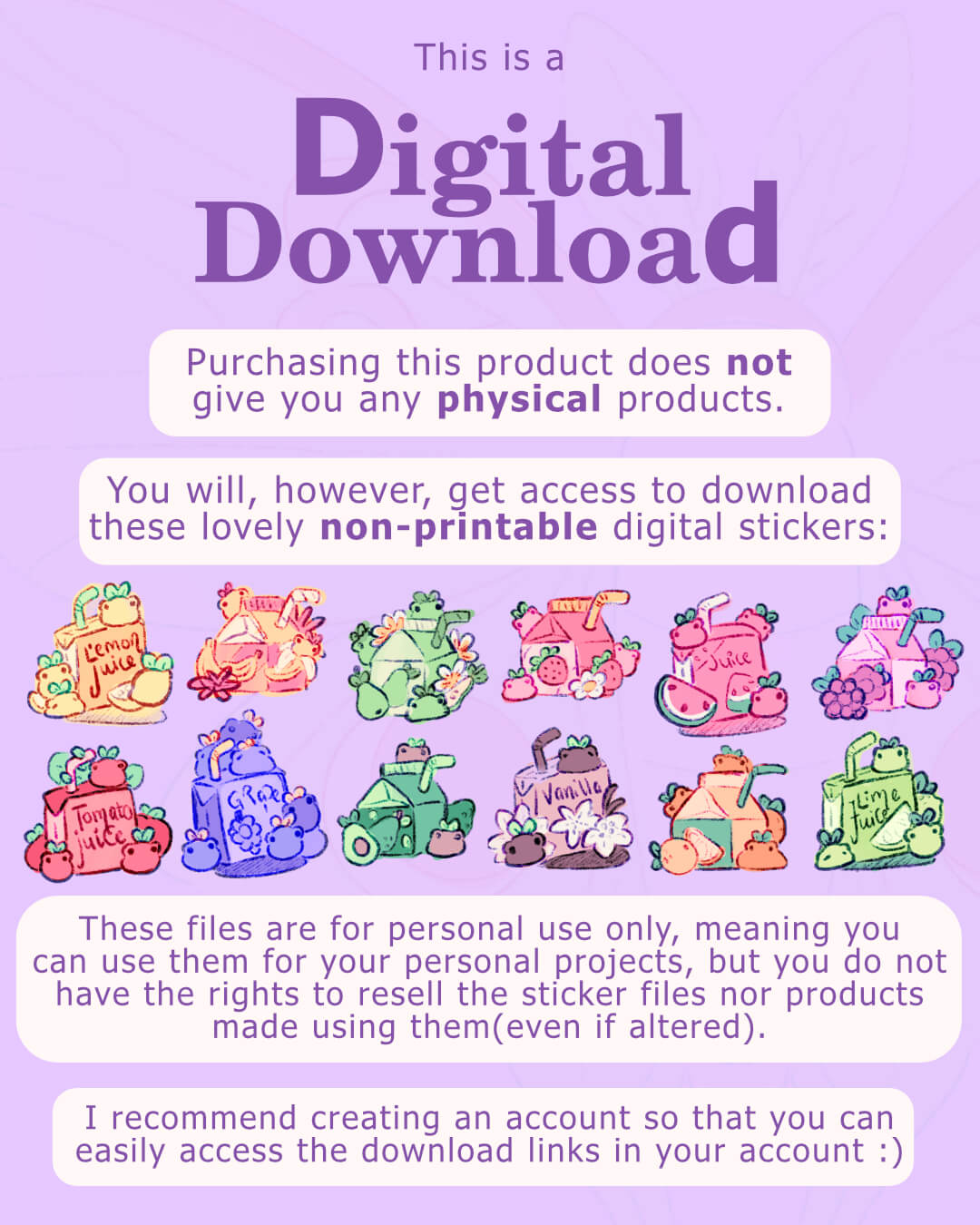 Froot Juice Frogs Sticker Pack Listing Images 1 - Evy Benita