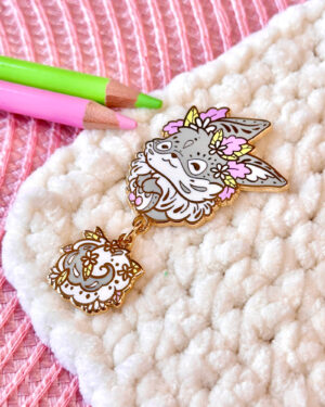 Cute Bunny Dangle-Tail Enamel Pin Badge