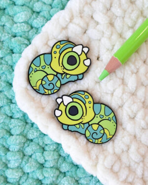 Green Kikuyu Chameleon Enamel Pin Badge