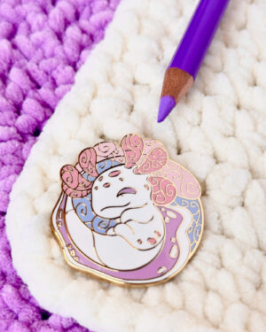 Hydrangea Axolotl Enamel Pin Badge