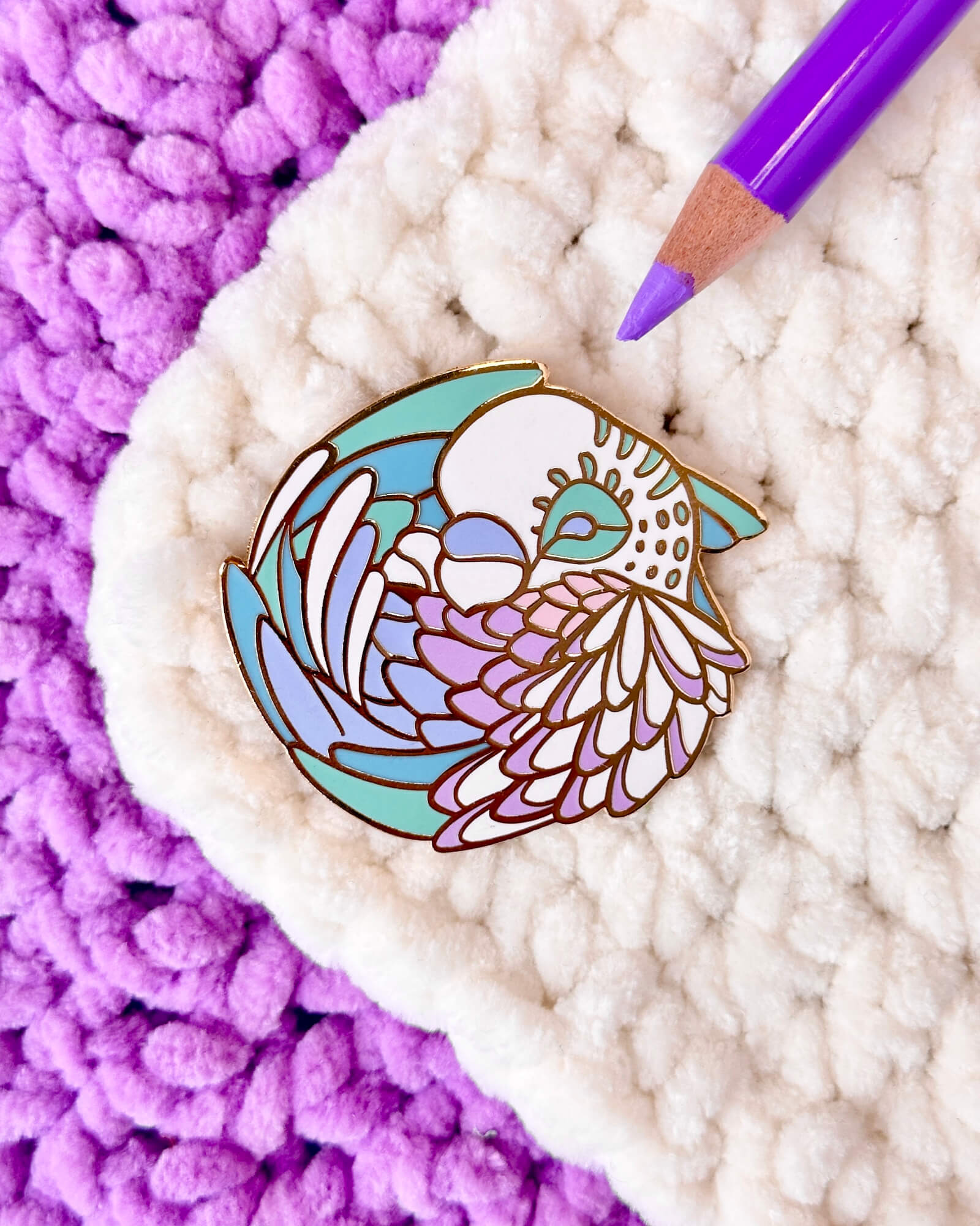 Hydrangea Parakeet Enamel Pin - Designed by Evy Benita - All Rights Reserved (2) - Evy Benita