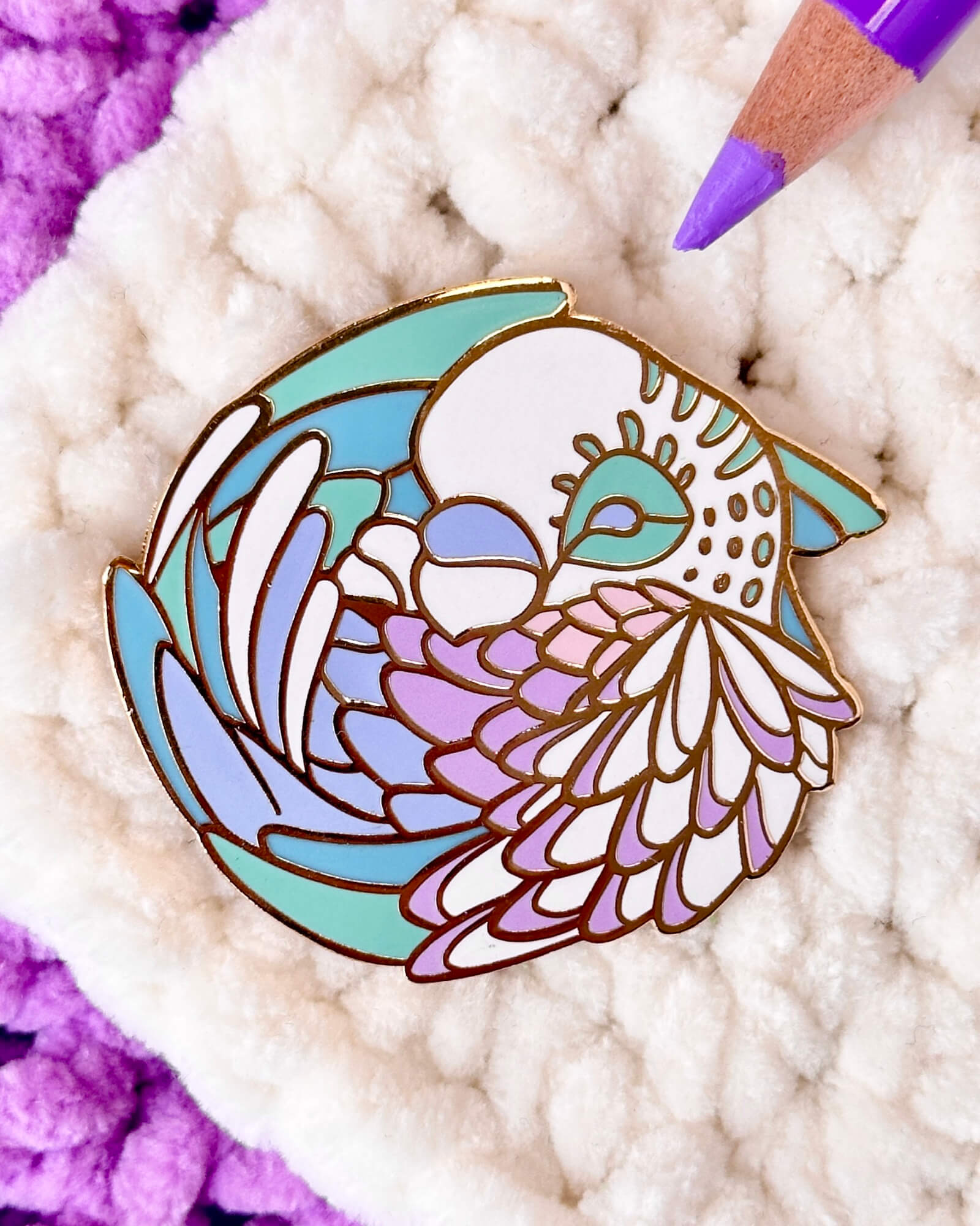 Hydrangea Parakeet Enamel Pin - Designed by Evy Benita - All Rights Reserved (3) - Evy Benita