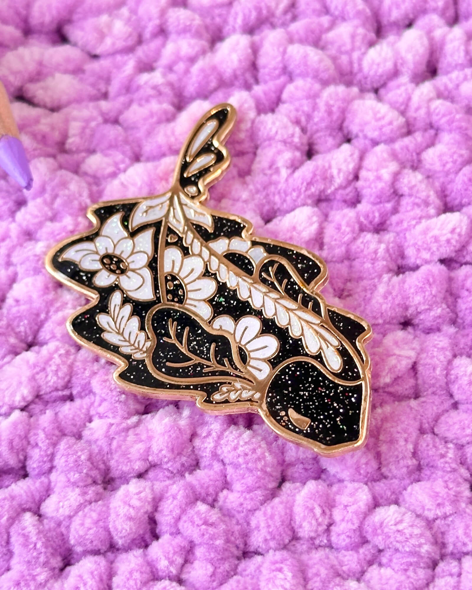 Iridescent Glitter Ghost Knifefish Enamel Pin Badge - Designed by Evy Benita - All Rights Reserved (1) - Evy Benita
