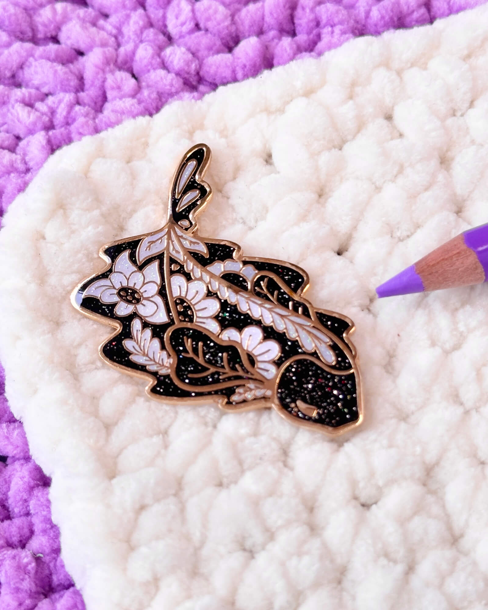 Iridescent Glitter Ghost Knifefish Enamel Pin Badge - Designed by Evy Benita - All Rights Reserved (3) - Evy Benita