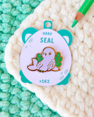 Sparkly Harp Seal Enamel Pin Badge