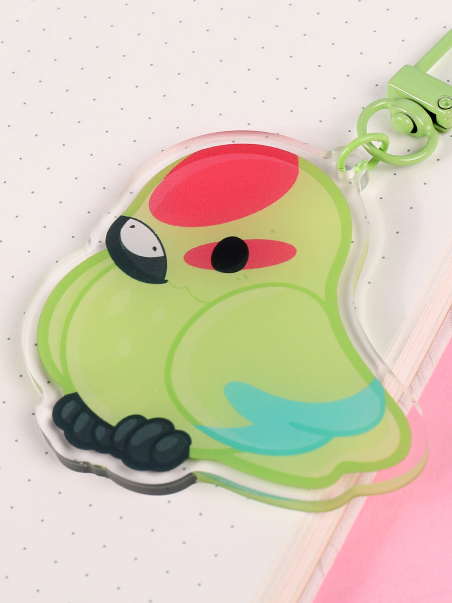 Kakariki Bird Acrylic Keychain by Evy Benita 3 - Evy Benita
