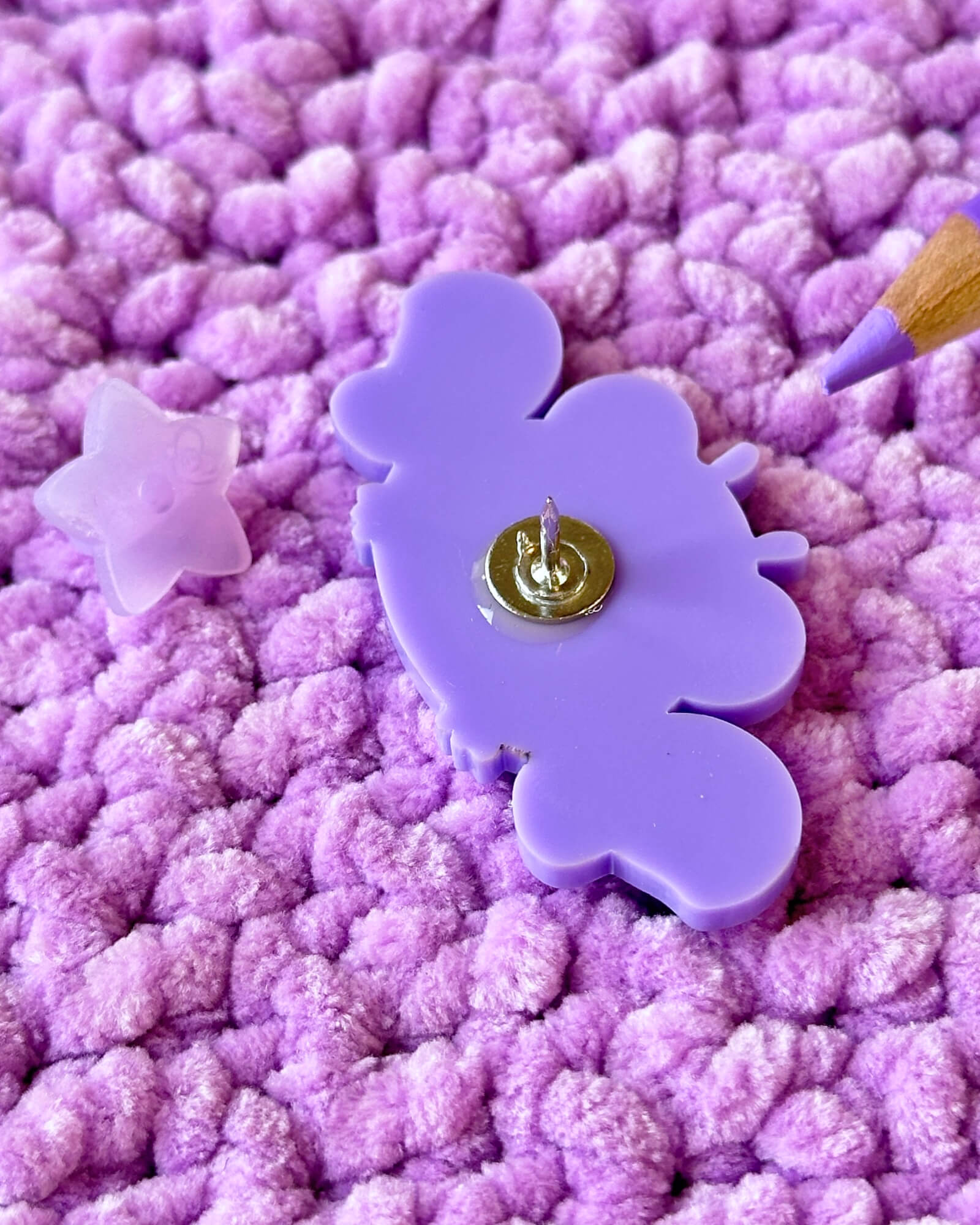 Lavender Crab Acrylic Pin Badge by Evy Benita - Hank the Crab - All Rights Reserved (2) - Evy Benita