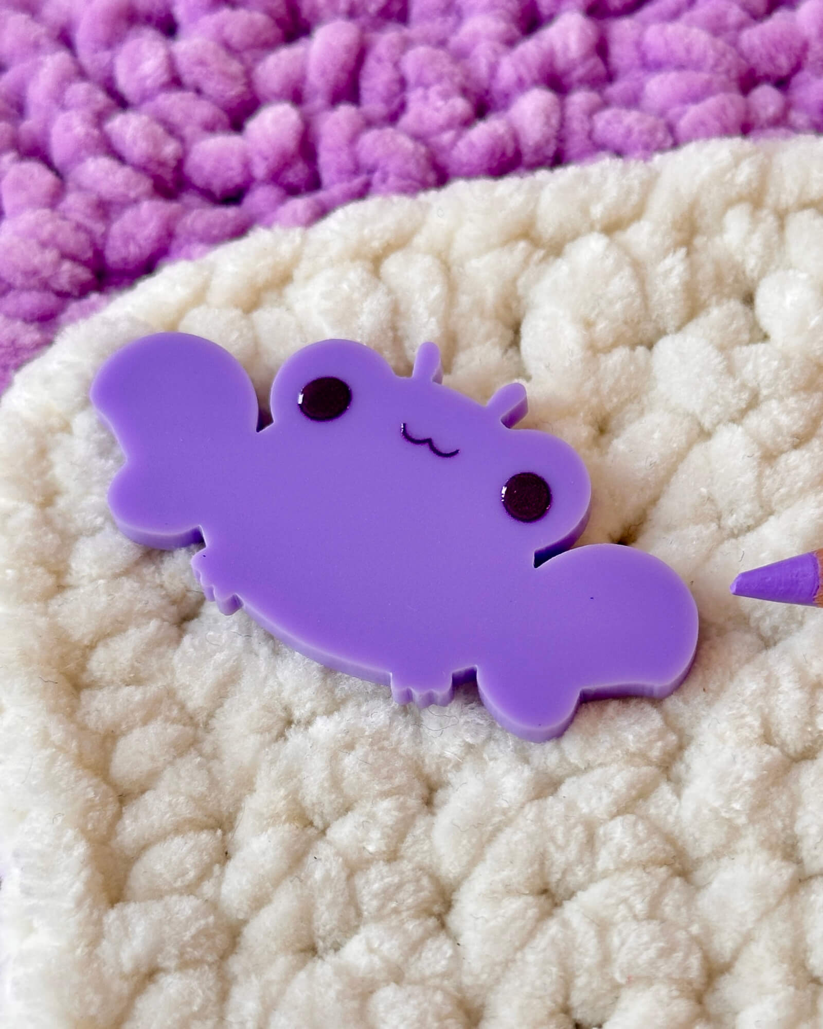 Lavender Crab Acrylic Pin Badge by Evy Benita - Hank the Crab - All Rights Reserved (5) - Evy Benita