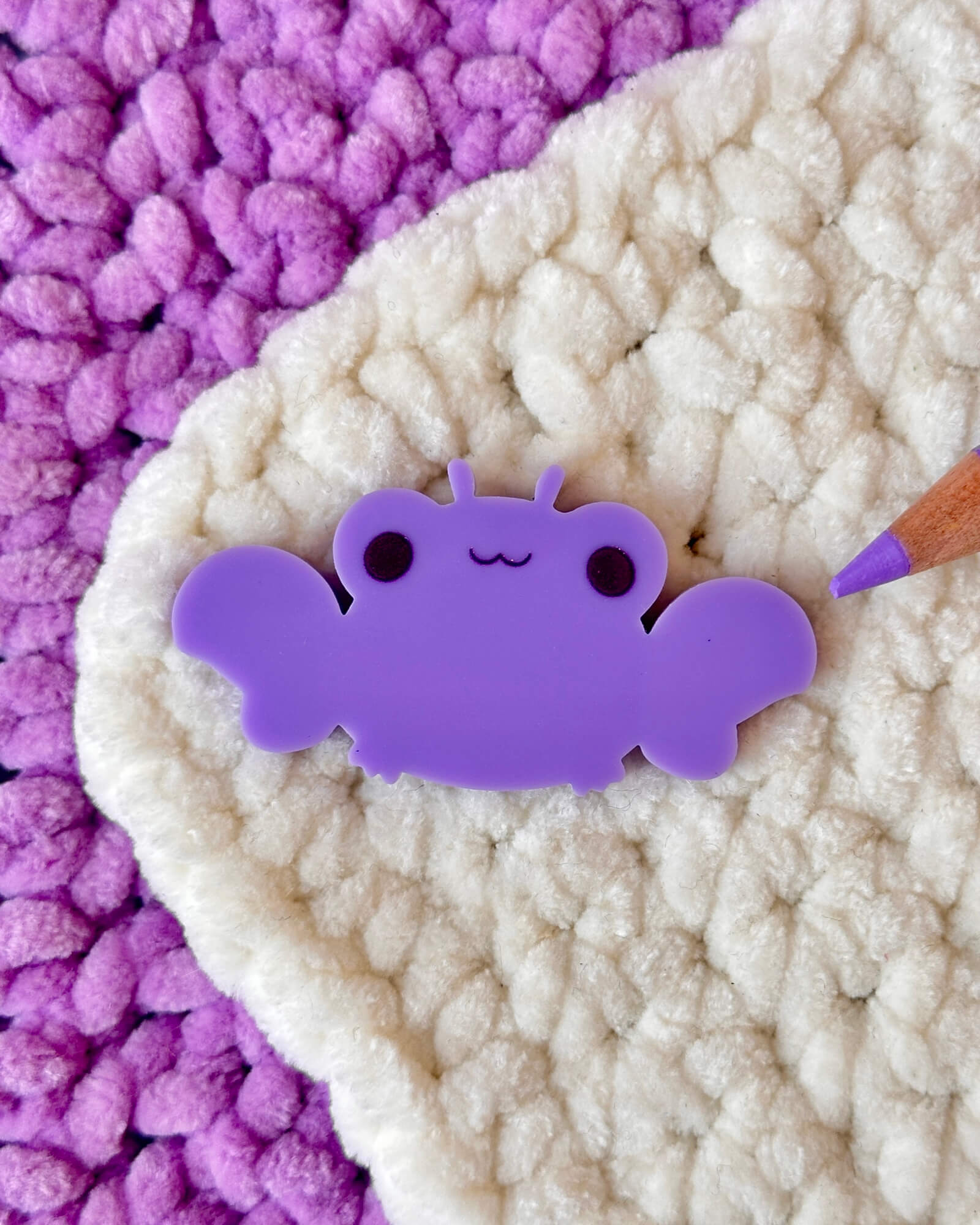 Lavender Crab Acrylic Pin Badge by Evy Benita - Hank the Crab - All Rights Reserved (6) - Evy Benita