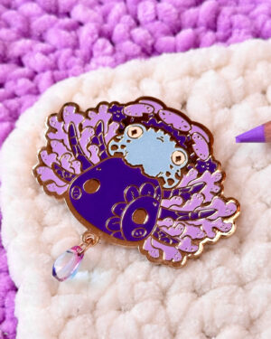 Teardrop Lavender Axolotl Salamander Enamel Pin Badge
