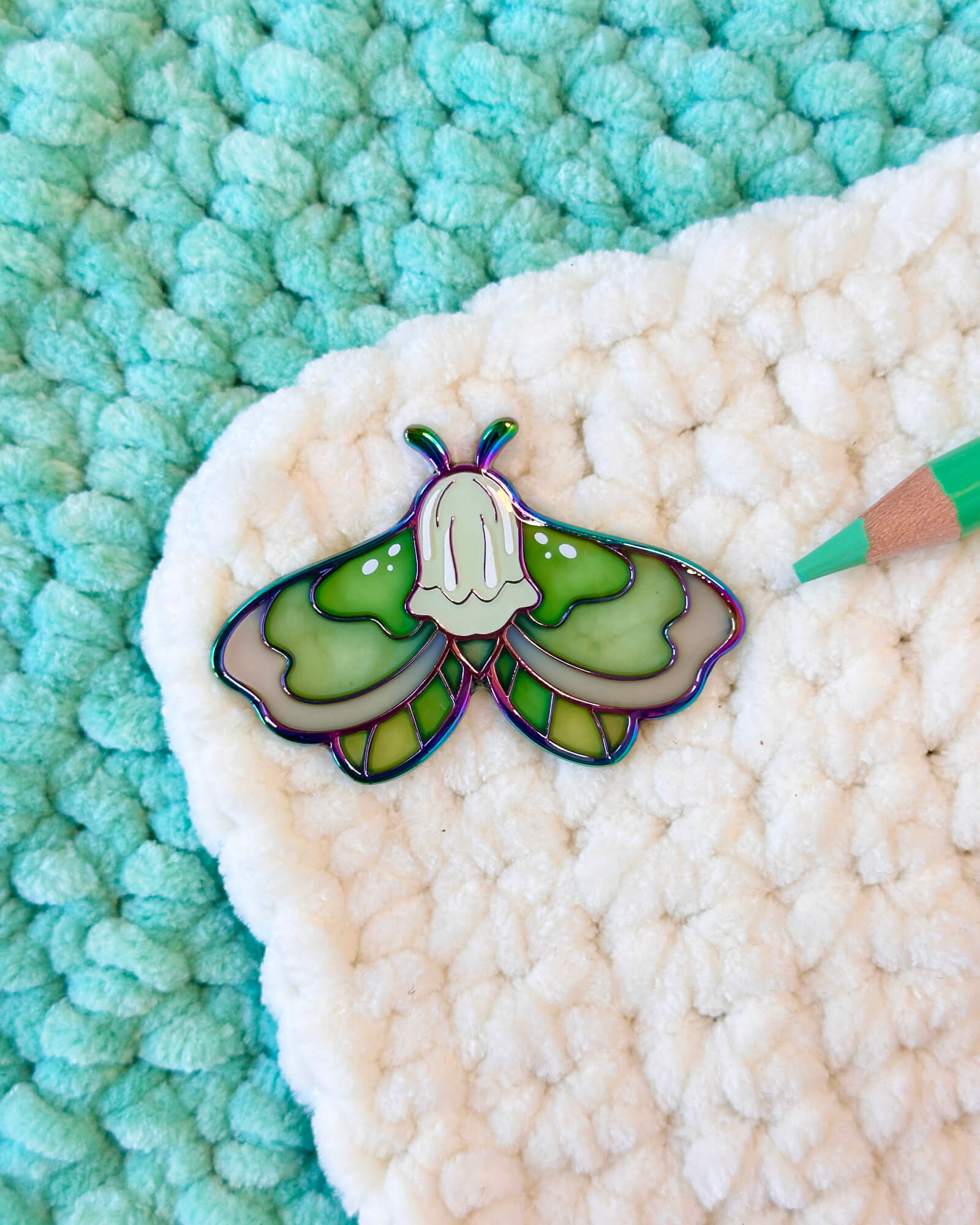 Lily of the Valley Moth Enamel Pin - Designed by Evy Benita - All Rights Reserved (2) - Evy Benita