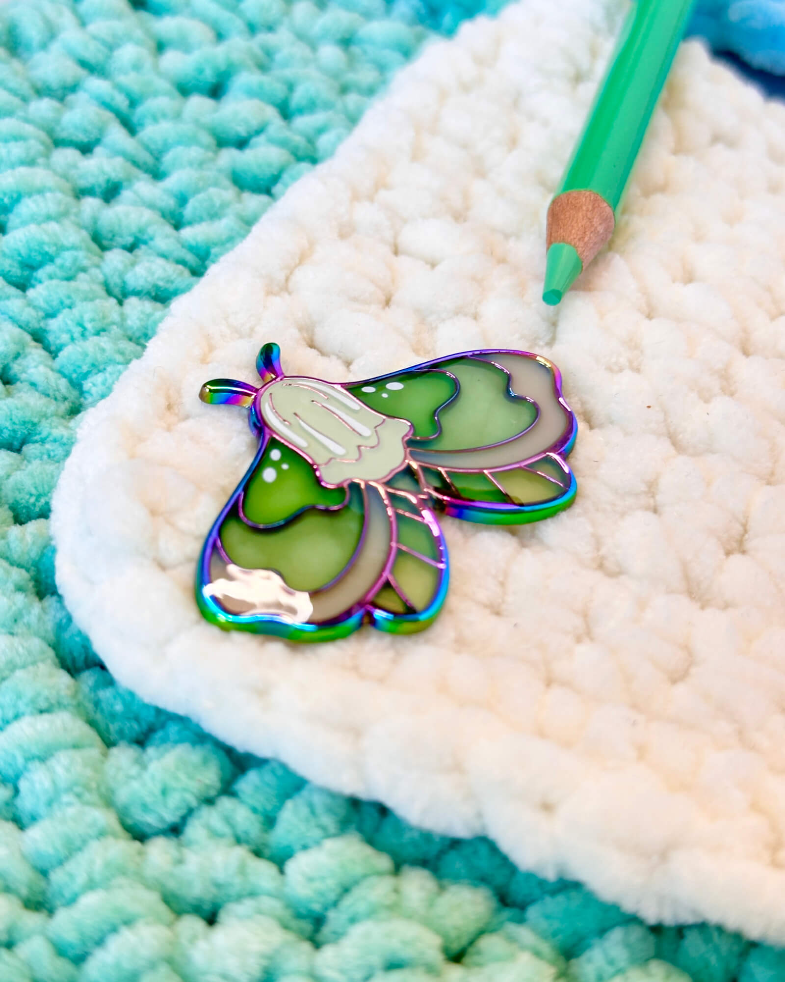 Lily of the Valley Moth Enamel Pin - Designed by Evy Benita - All Rights Reserved (3) - Evy Benita