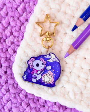 Lottie the Lotl Cozy Bonfire Acrylic Keychain